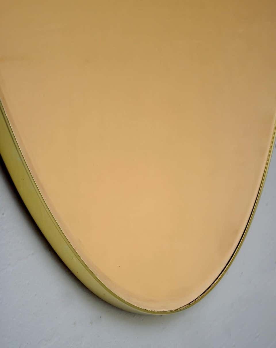 Pair Of Mid Century Modern Italian Oval Mirrors Brass And Bronzed Mirror, 1970s photo vintage