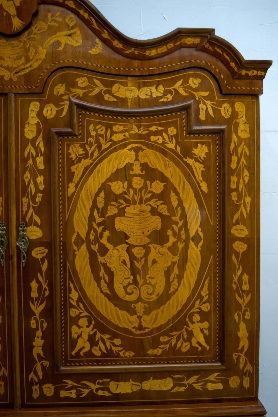 20th Century Dutch Trumeau Walnut With Maple Wood Inlays, Netherlands, 1950 photo vinterior