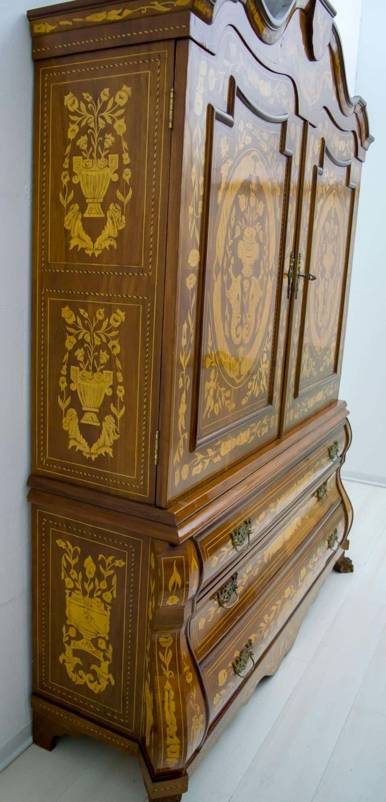 photo for sale 20th Century Dutch Trumeau Walnut With Maple Wood Inlays, Netherlands, 1950