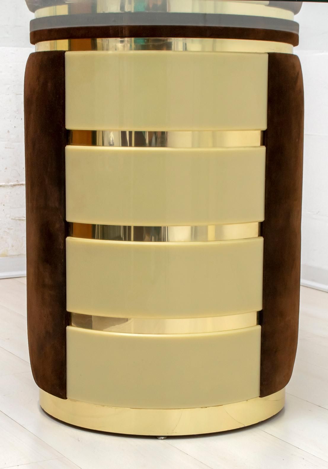 Willy Rizzo Mid Century Modern Italian Suede And Plexiglass Dining Table, 1970s photo vinterior
