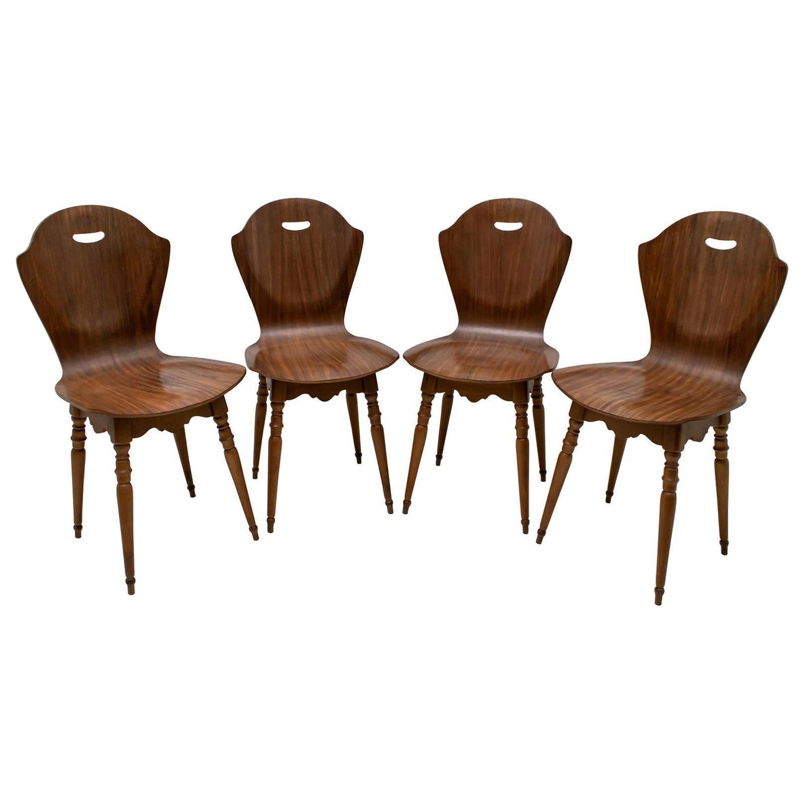 After Carlo Ratti Mid Century Modern Italian Bentwood Chairs, 1950s