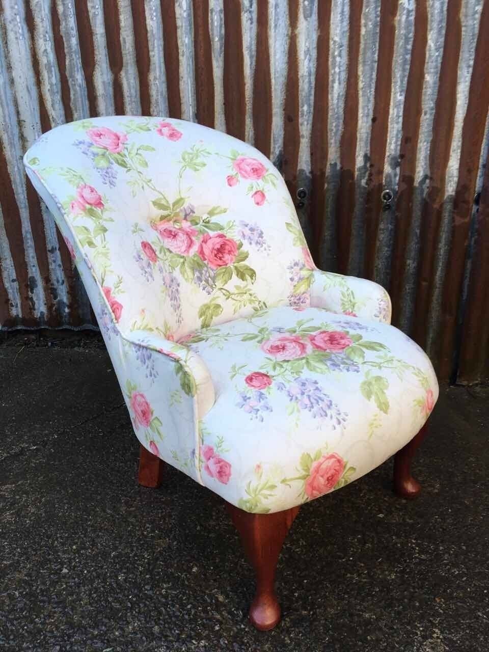 Vintage Chair With Floral Upholstery photo Furniture