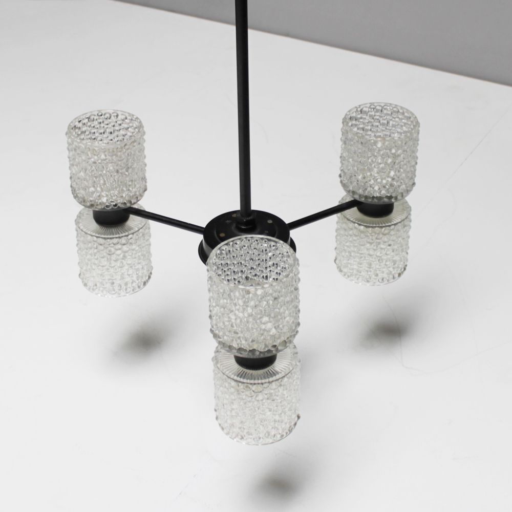 Lighting Six Lights Chandelier 'Zonnewende' By J.W. Bosman For Raak Amsterdam 1965 photo