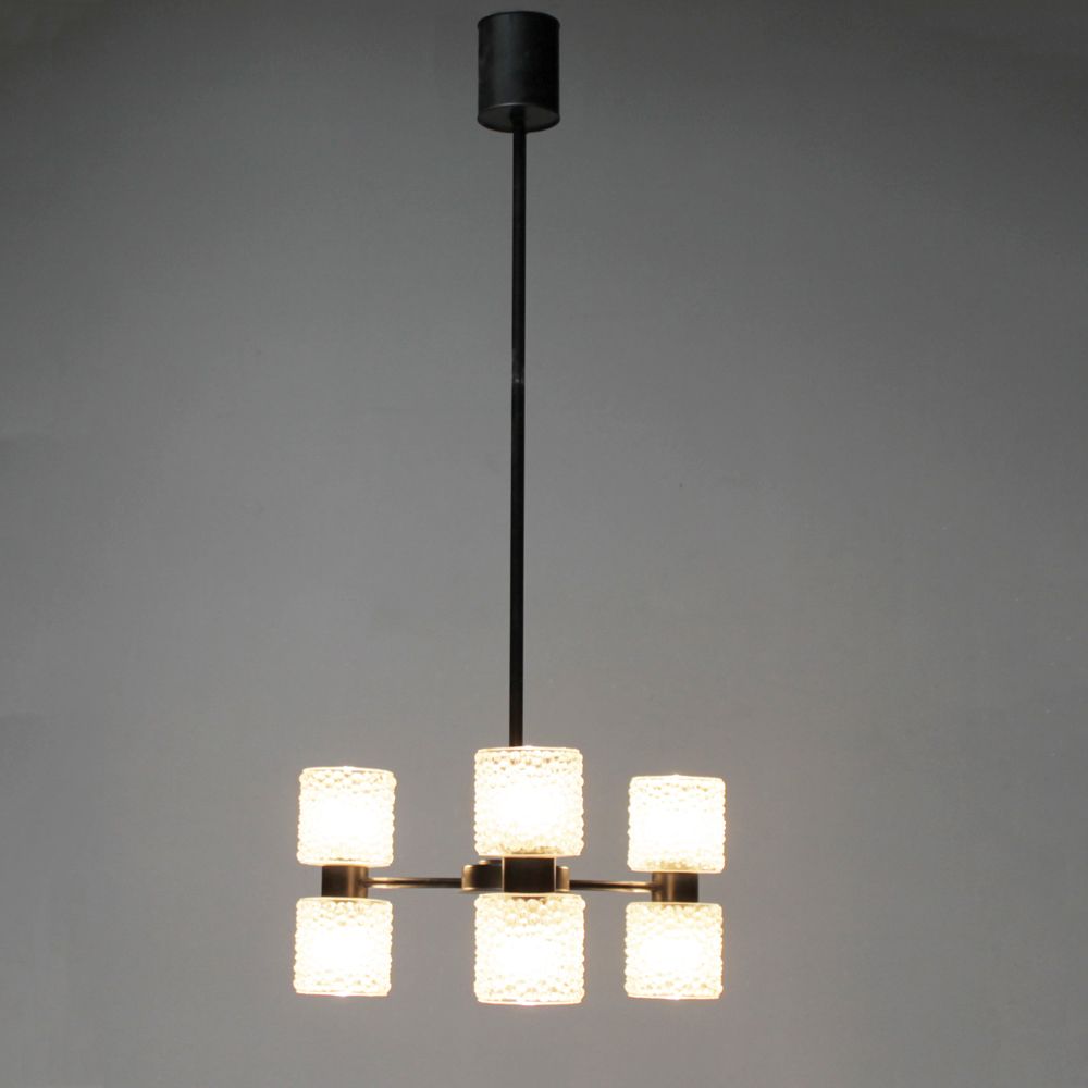 photo vinterior Six Lights Chandelier 'Zonnewende' By J.W. Bosman For Raak Amsterdam 1965