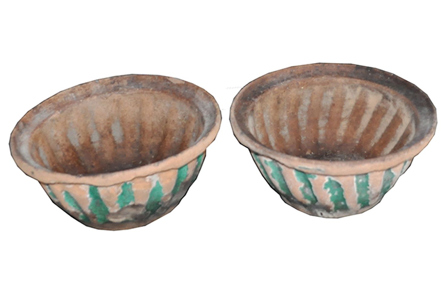 Antique Pottery Baking Bowls Form, Pair