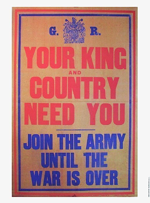 Guerre 1914 1918   Affiche Reproduction   Propagande "Your King And Country Need You