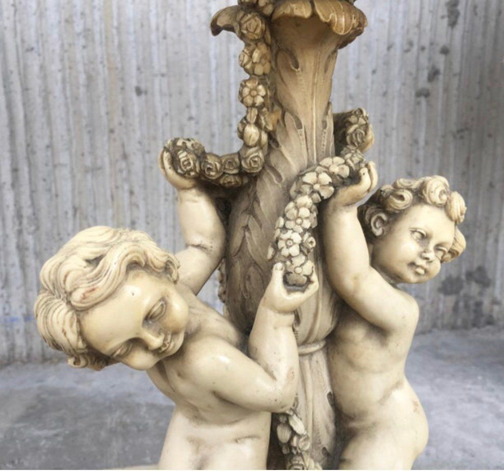 photo furniture White Resin Cherub Table Lamps By Gino Ruggeri For Tito Bianchi, 1980s, Set Of 2