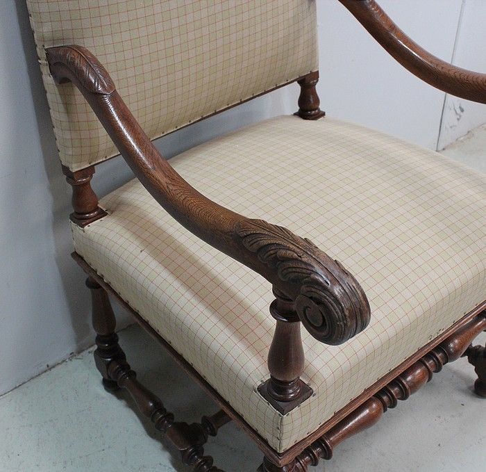 photo furniture Pair Of Light Oak Armchairs, Louis XIII / Louis XIV Style   Early 20th Century
