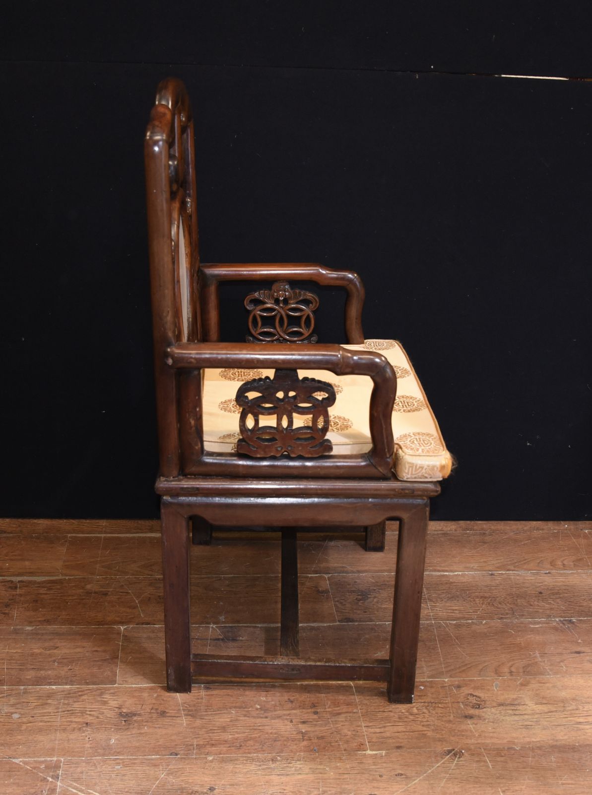 Pair Antique Chinese Armchairs Hardwood 19th Century Seat Chair photo for sale