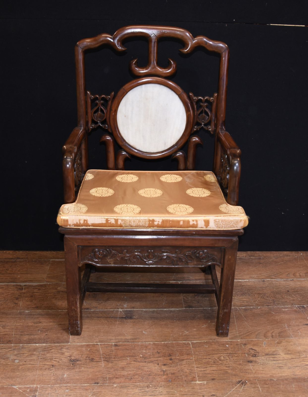 Pair Antique Chinese Armchairs Hardwood 19th Century Seat Chair photo vintage