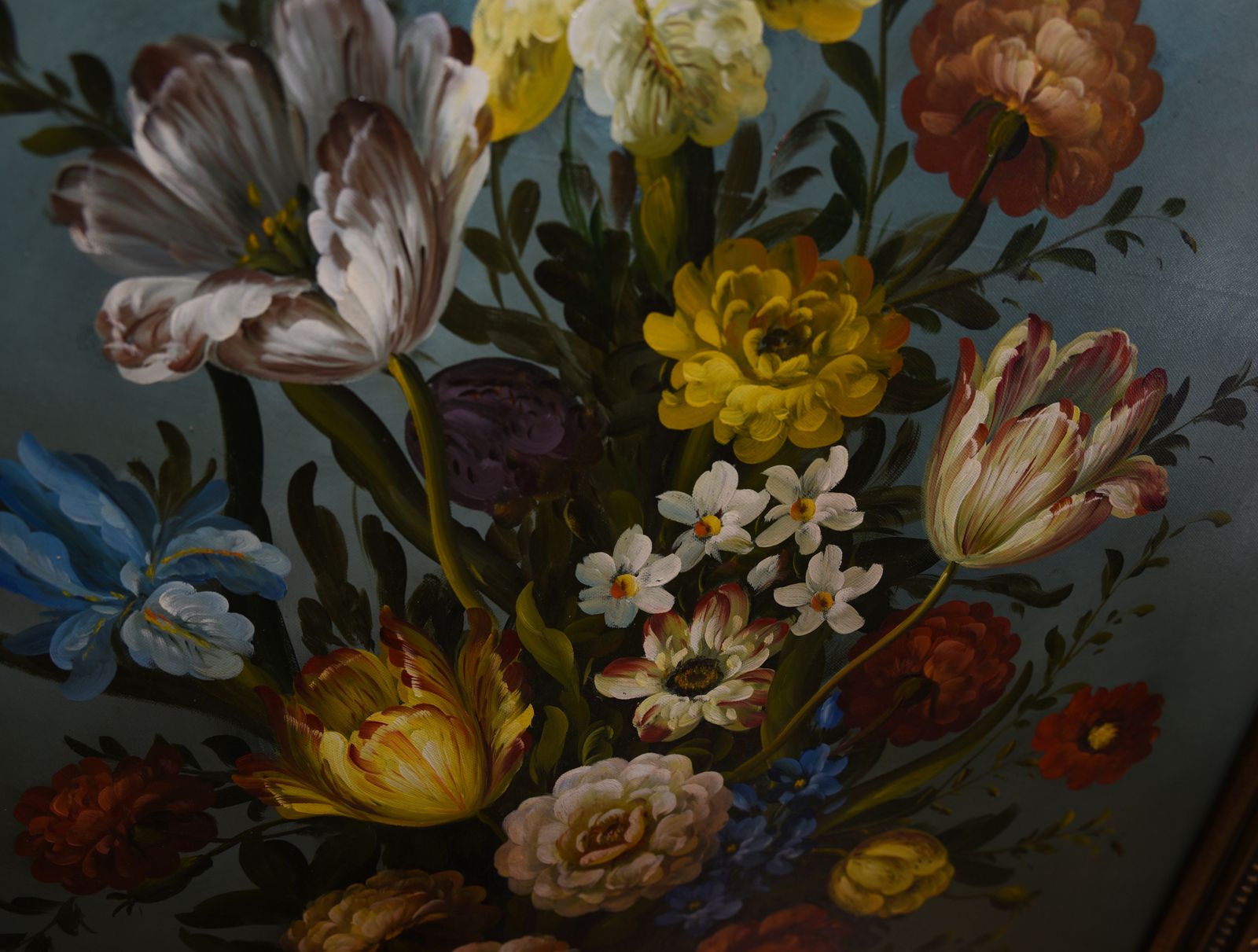 Flemish Oil Painting Floral Still Life Vivid Flowers photo 1705.0