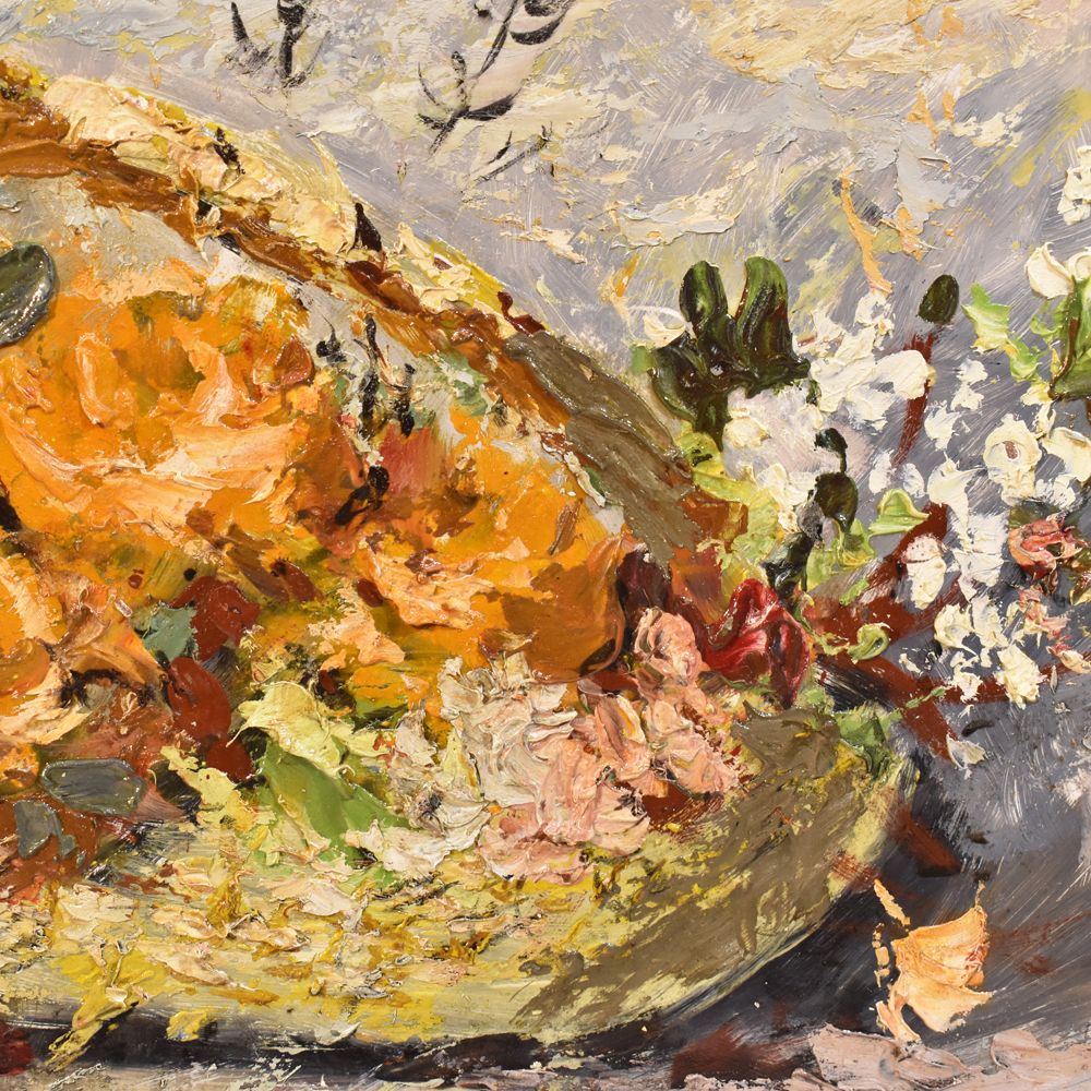 Flower Painting, Rose Painting, Still Life, Oil On Wood, Early Twentieth Century.  (Qf207) photo for sale