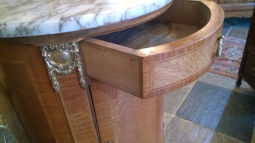 Pair Of Amboyna And Walnut French Bedside Cabinets photo for sale