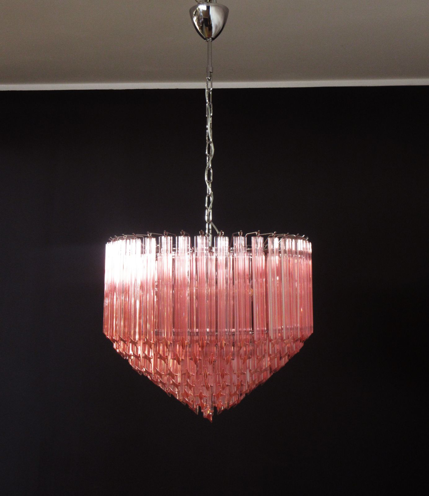 Modern Quadriedri Murano Glass Chandelier   163 Pink Prism Quadriedri photo 3190.0