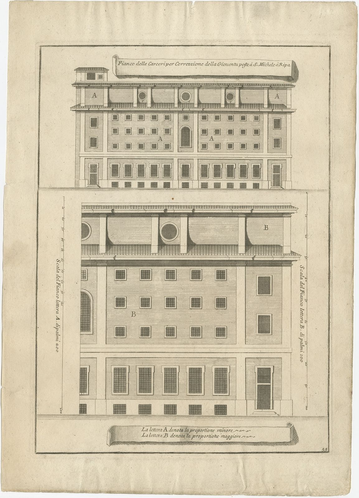 Antique Print Of Apostolic Hospice Of San Michele By De Rossi (C.1710)