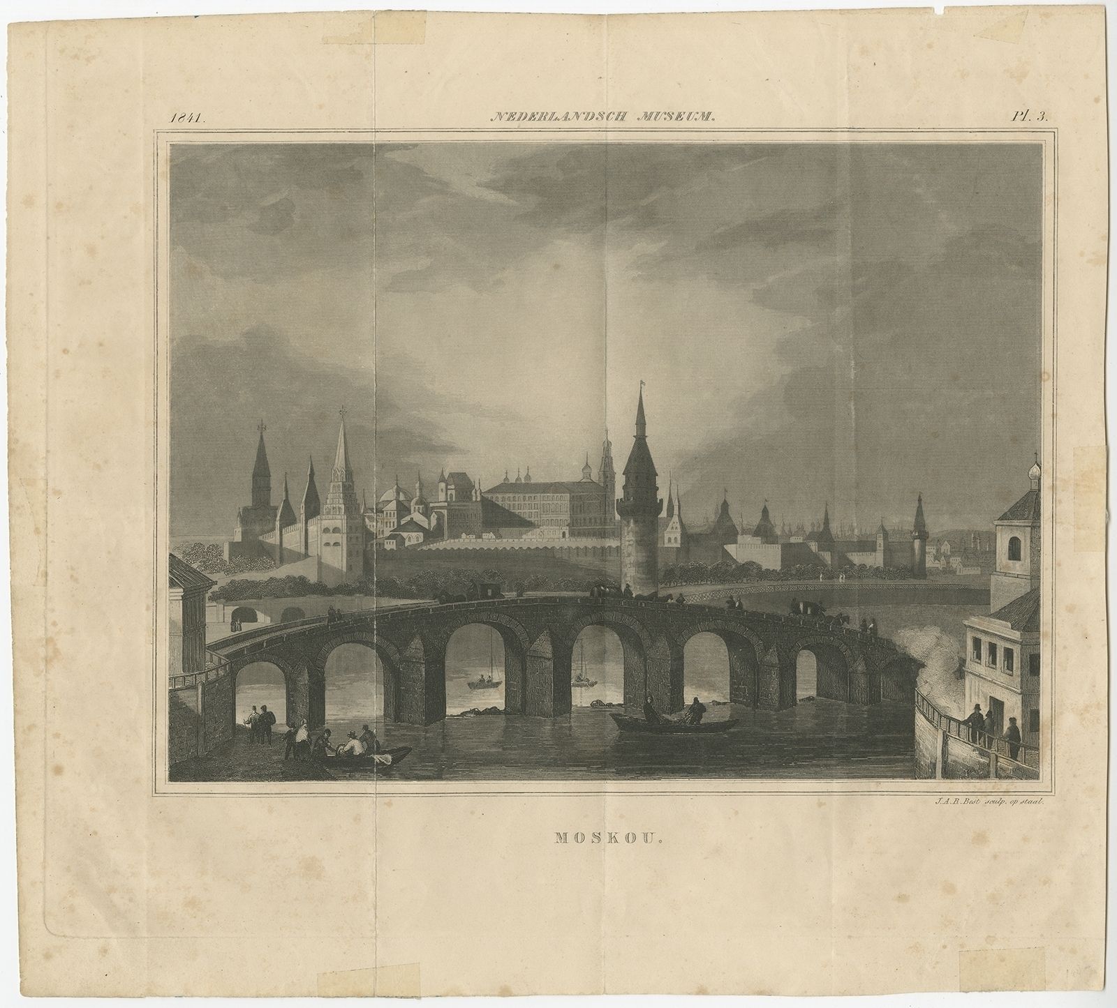 Antique Print Of Moscow By Best (1841)