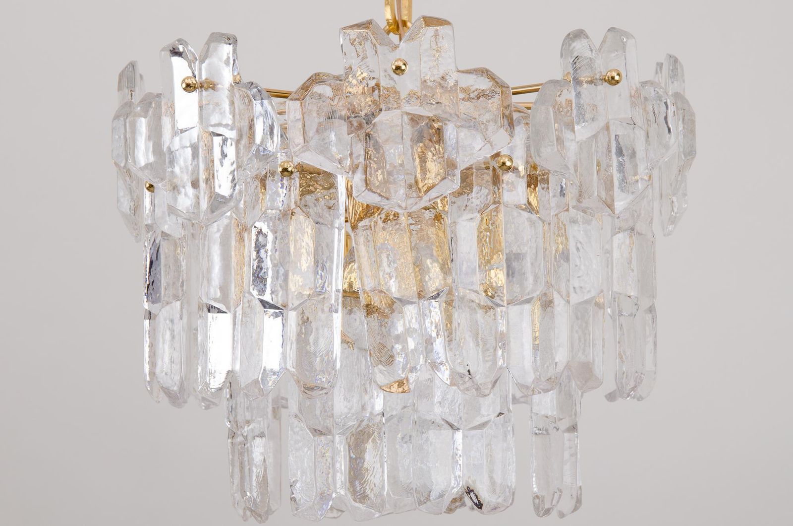 J.T. Kalmar Palazzo Chandelier Gold Brass Glass, 1970s photo furniture