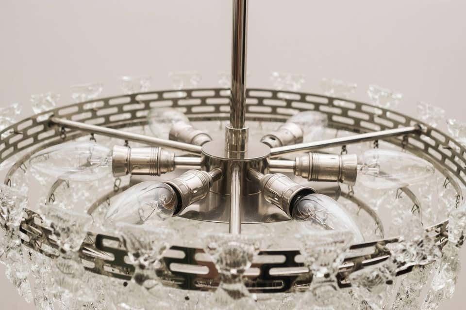 Rare Kalmar Chandelier With Textured Glass, Circa 1960s photo Lighting