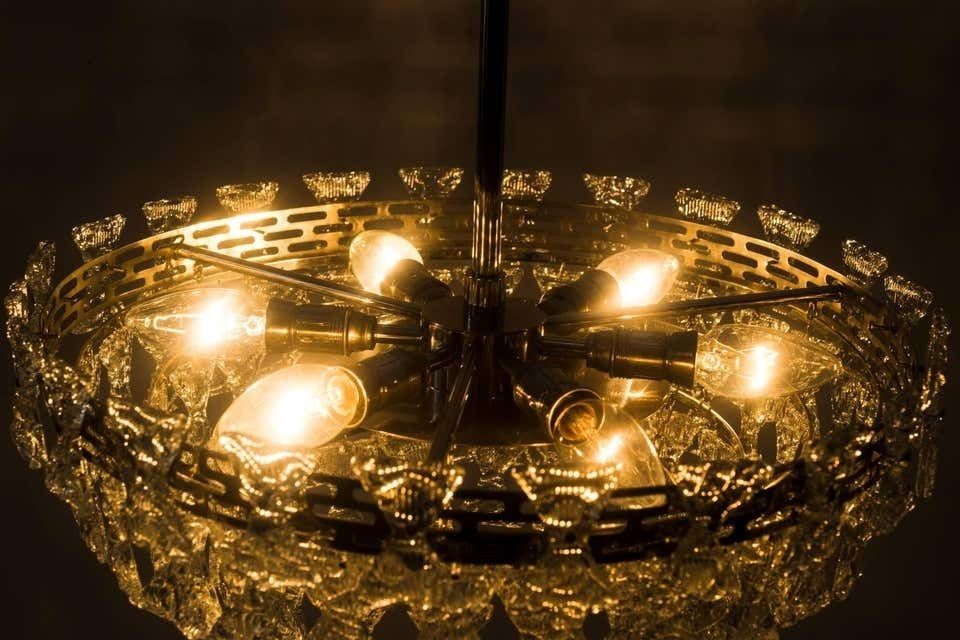 Rare Kalmar Chandelier With Textured Glass, Circa 1960s photo vintage