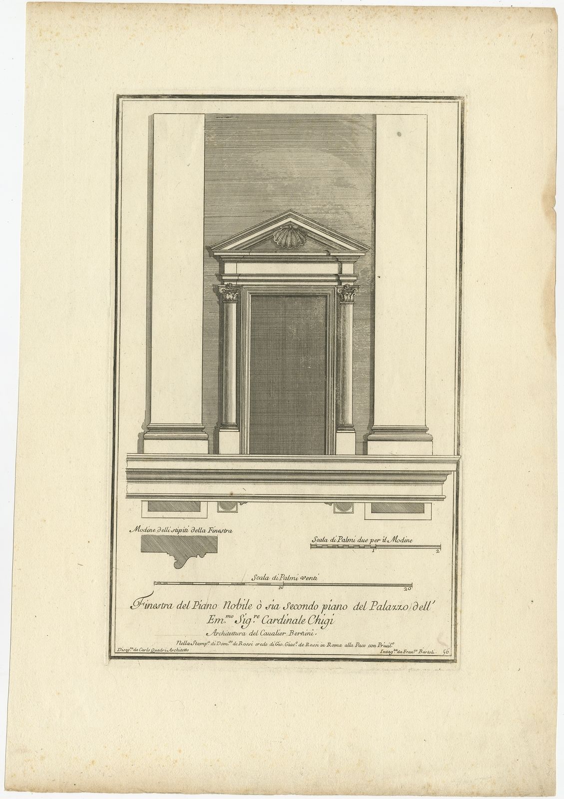 Antique Print Of Palazzo Chigi By De Rossi (C.1710)