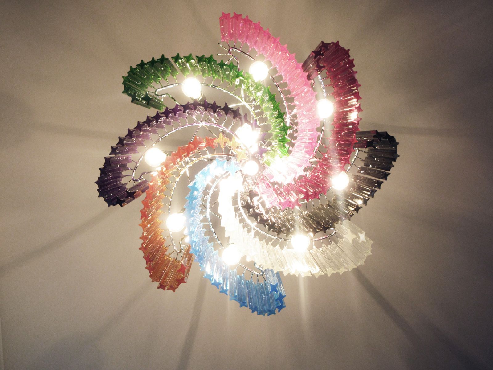 photo vintage Modern Quadriedri Murano Glass Chandelier   200 Multicolored Prism Quadriedri