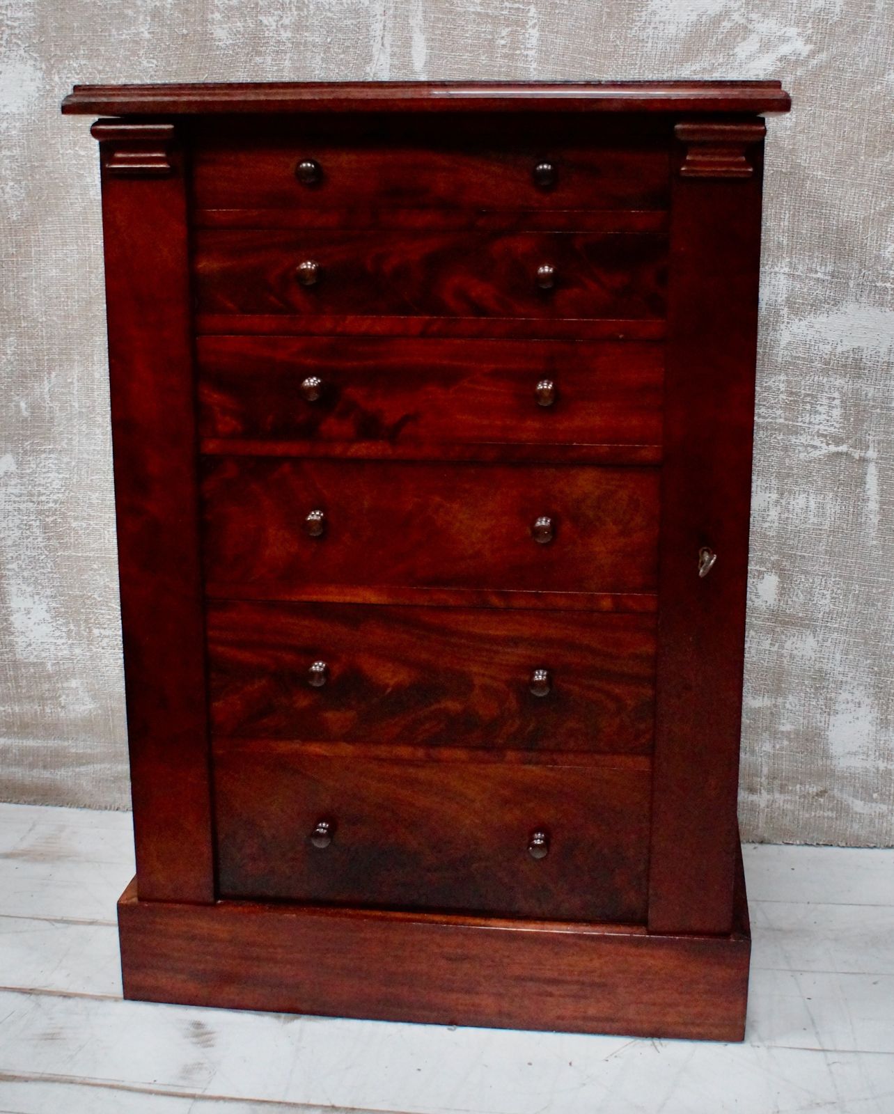 Victorian Flame Mahogany Wellington Chest photo furniture