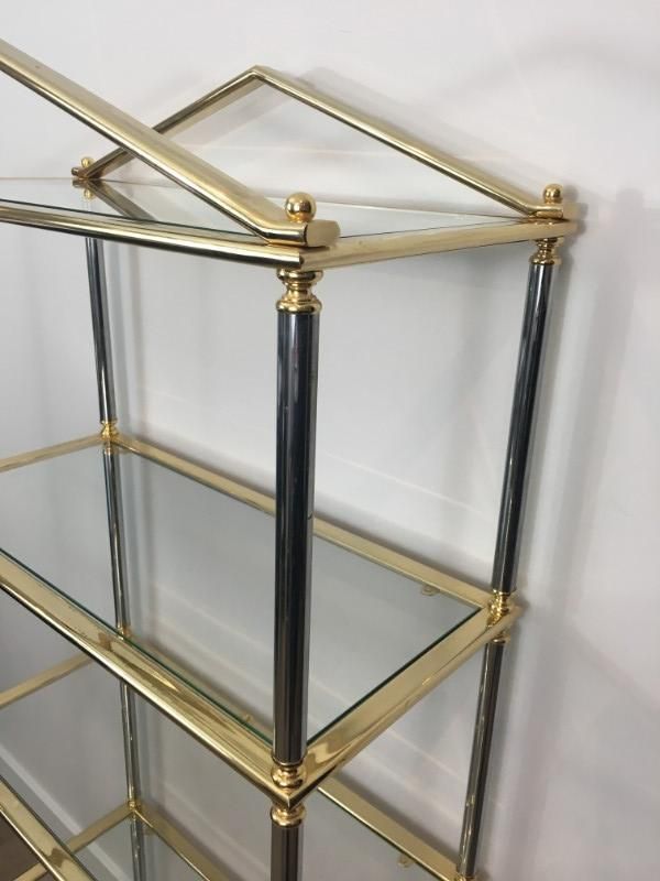 Neoclassical Silver Gun Metal And Gold Gilt Metal Shelves. Circa 1970 photo buy