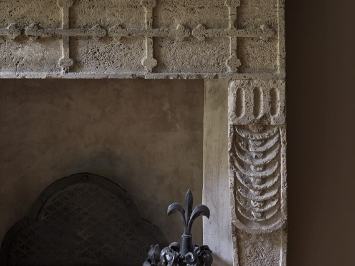 Antique Italian Travertine Fireplace photo Home Fixtures