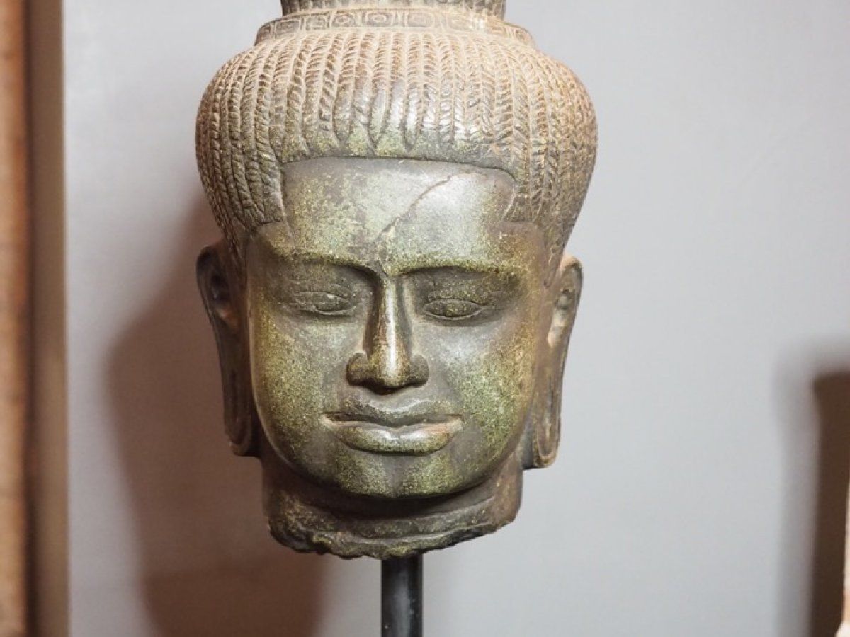 Late 19th Century Stone Buddha Head photo furniture