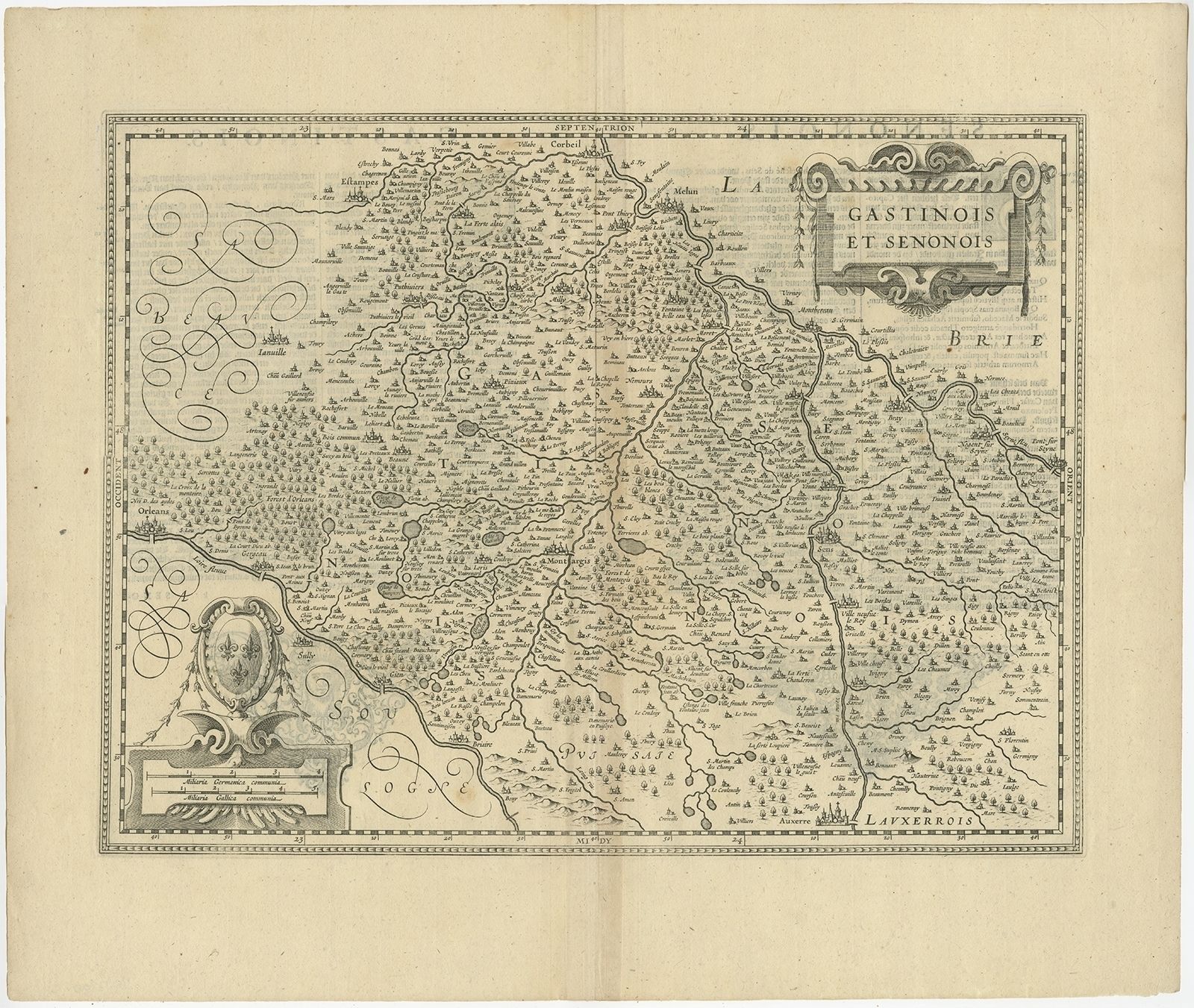 Antique Map Of The Region Of étampes And Sens By Janssonius (C.1650)
