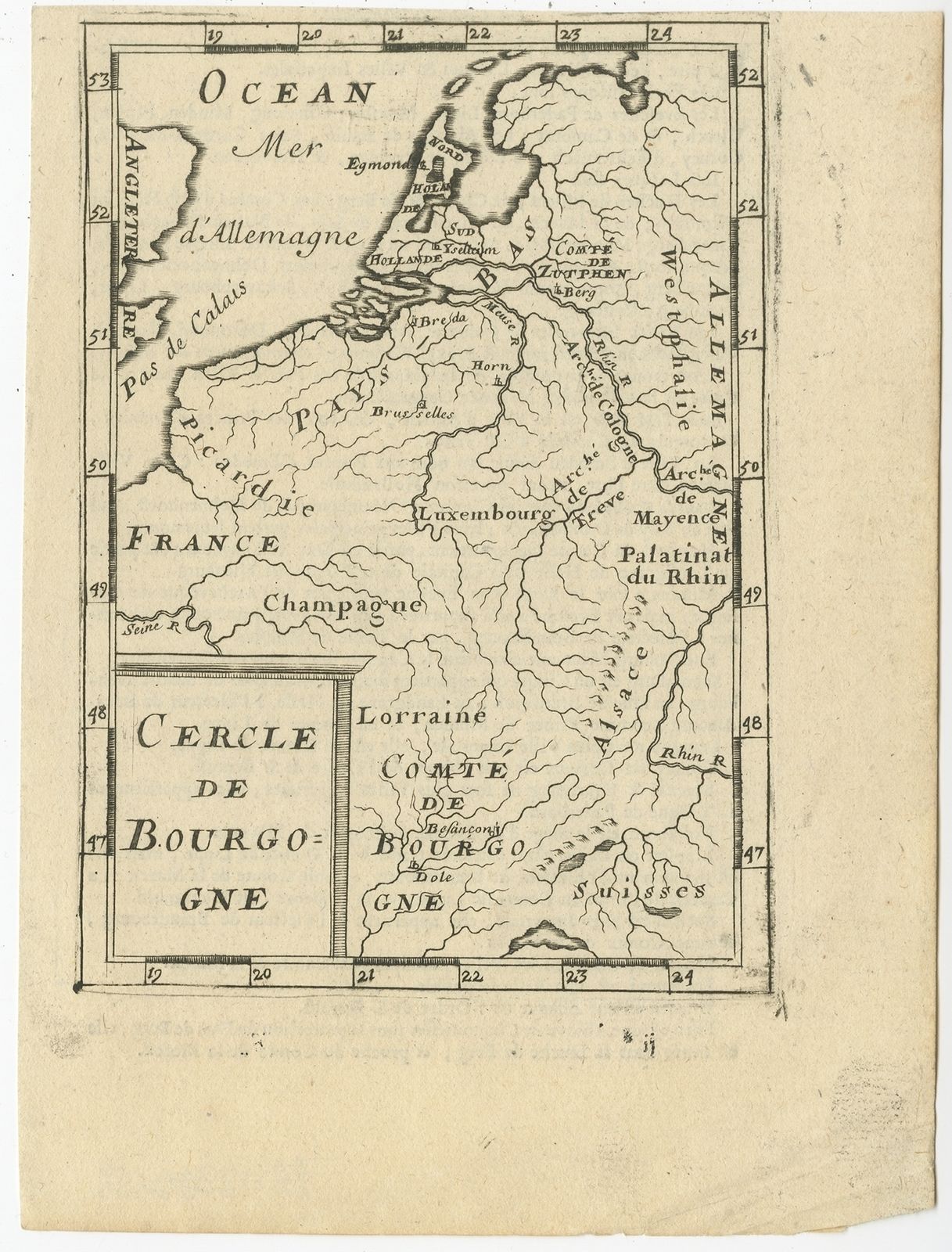 Antique Map Of The Burgundy Region By Mallet (C.1683)