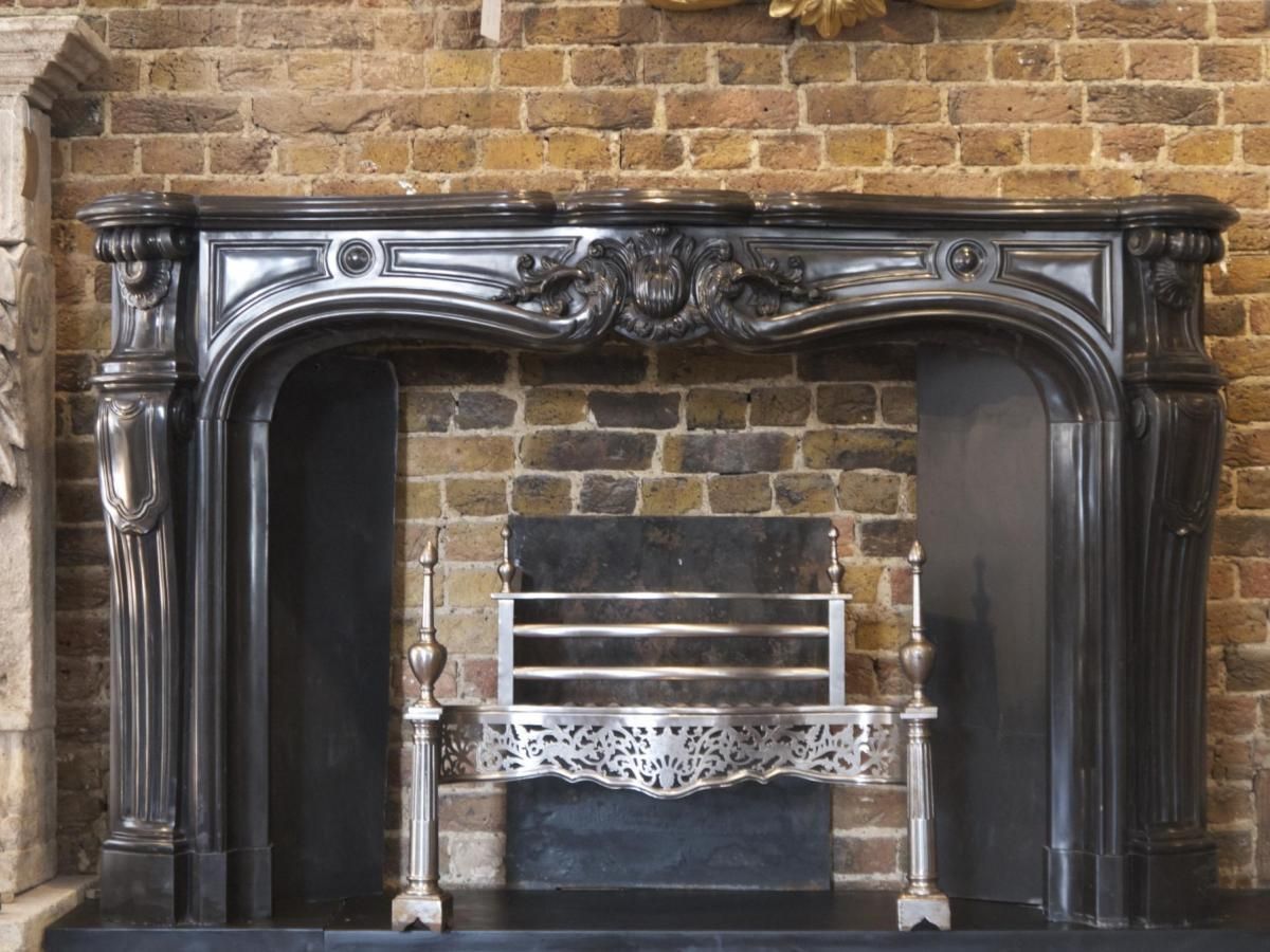 Reproduction Black Louis XV Marble Fireplace
