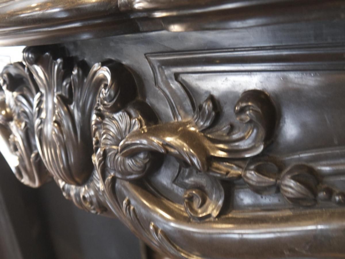 Reproduction Black Louis XV Marble Fireplace photo for sale
