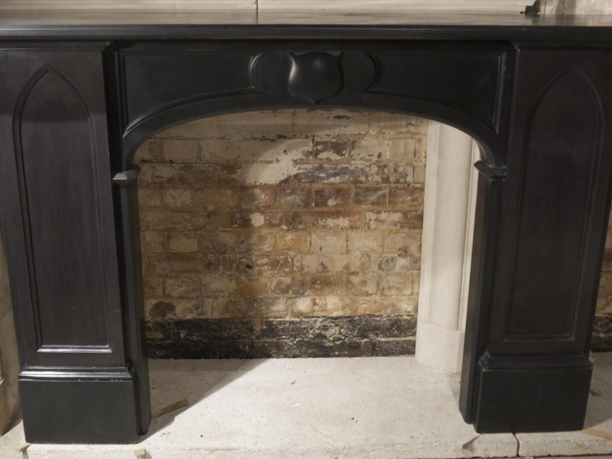 Antique Gothic Slate Fireplace. One Of A Pair.  Price Is Per Fireplace