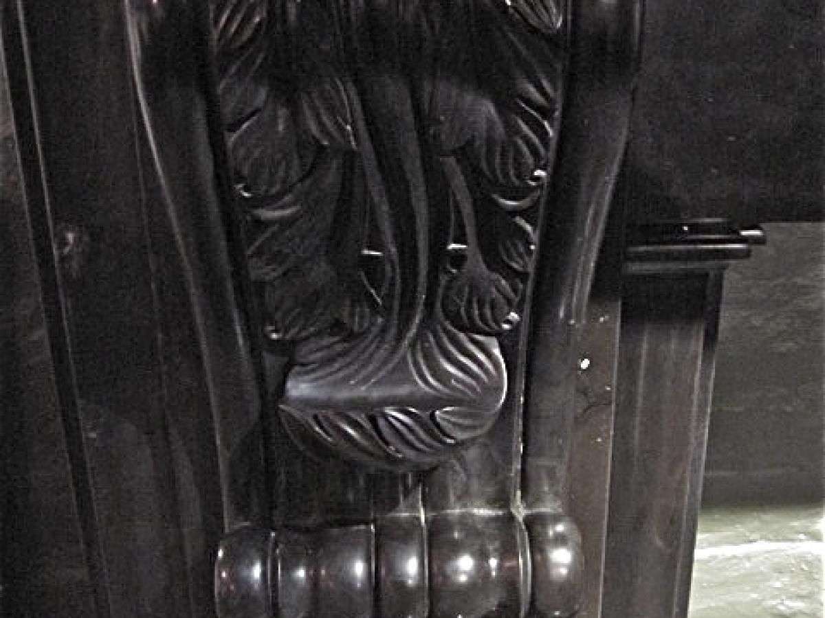Reproduction Belgian Black Fossil Marble Fireplace photo for sale