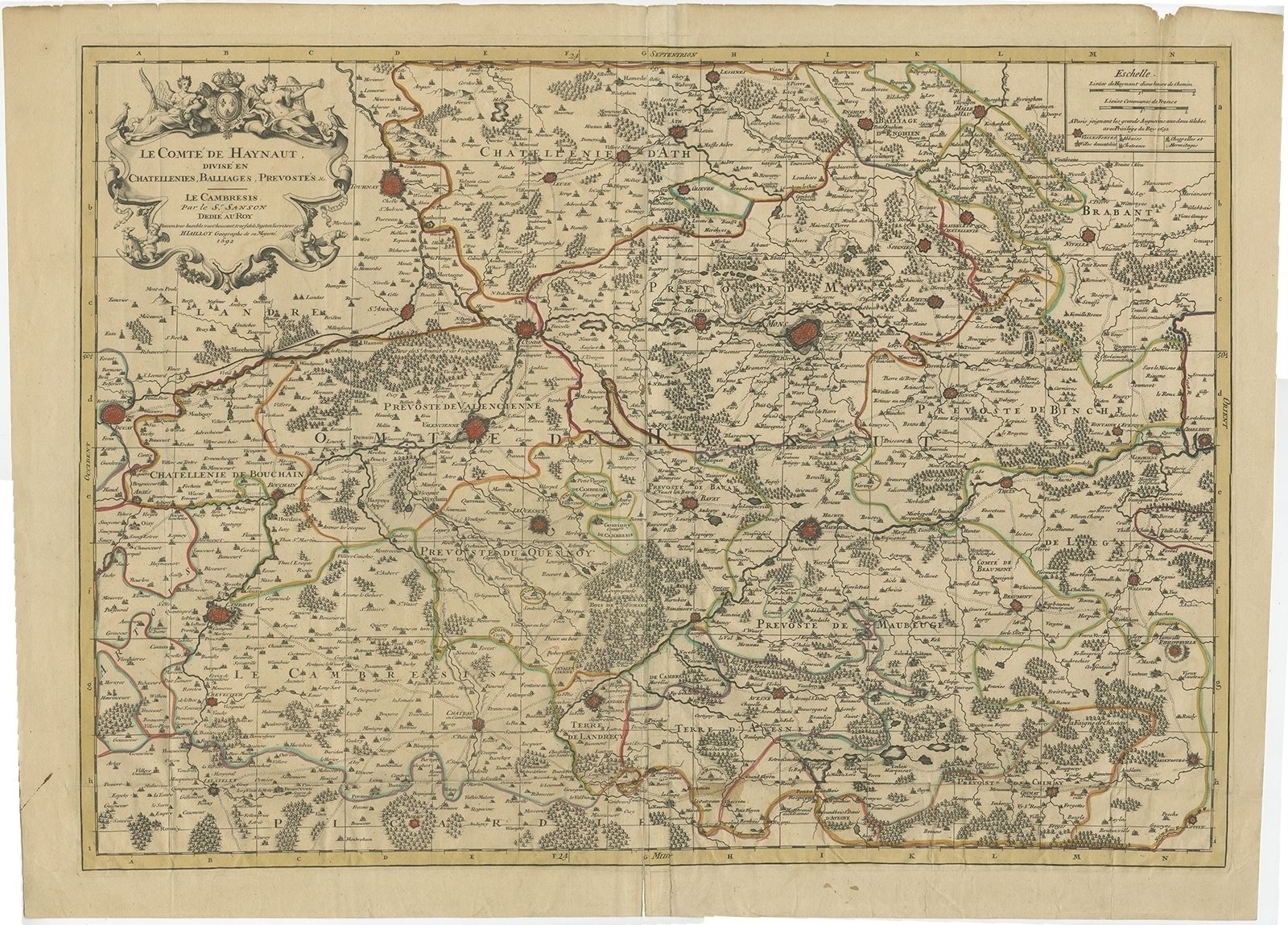 Antique Map Of The County Of Hainaut By Jaillot (1692)