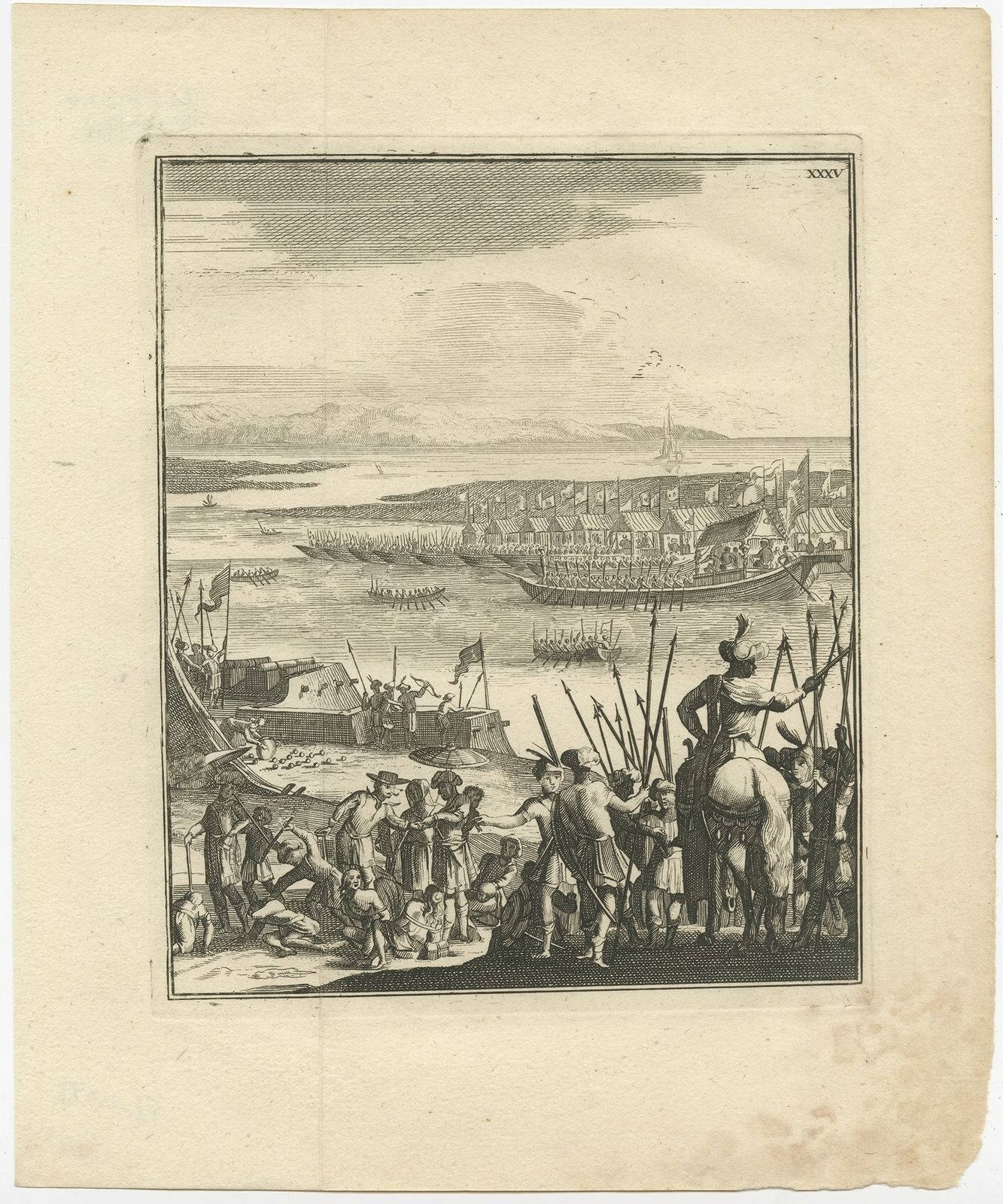 Antique Print Of The Meeting Near Baliapal By Schouten (1775)