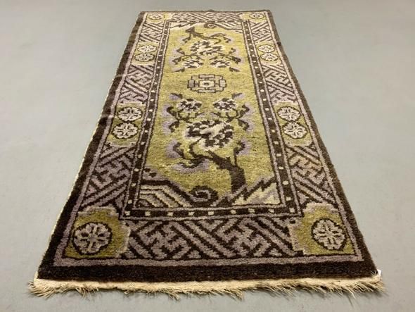 Antique Chinese Pao Tao Rug 145x68 Cm, Wool, Gold And Brown