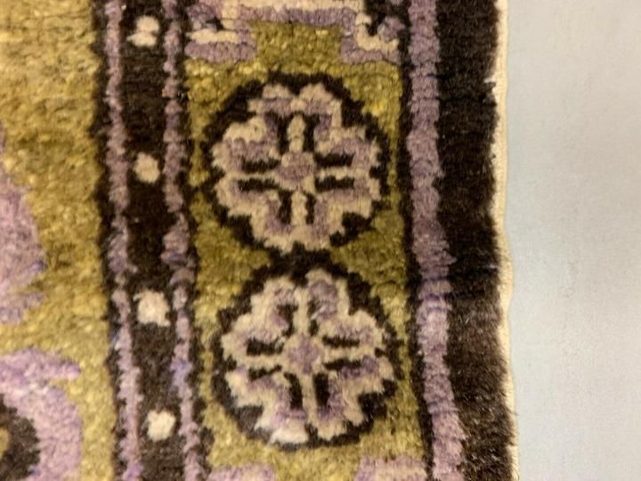Antique Chinese Pao Tao Rug 145x68 Cm, Wool, Gold And Brown photo vintage