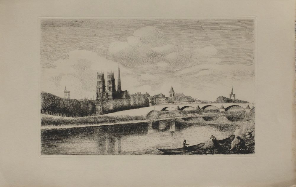 Galanis Dimitrios (1882 1966)   Engraving   Défet De Livre   Orléans Loiret General View From The Banks Of The Loire