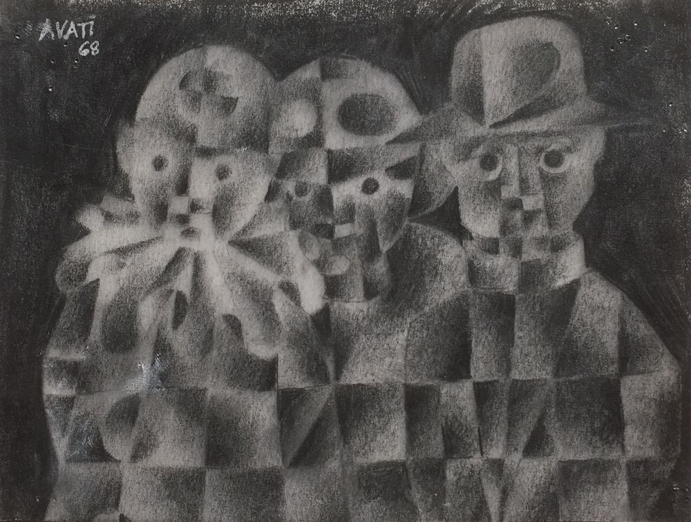 Avati Mario (1921 2009) Original Pencil Drawing  3 Characters