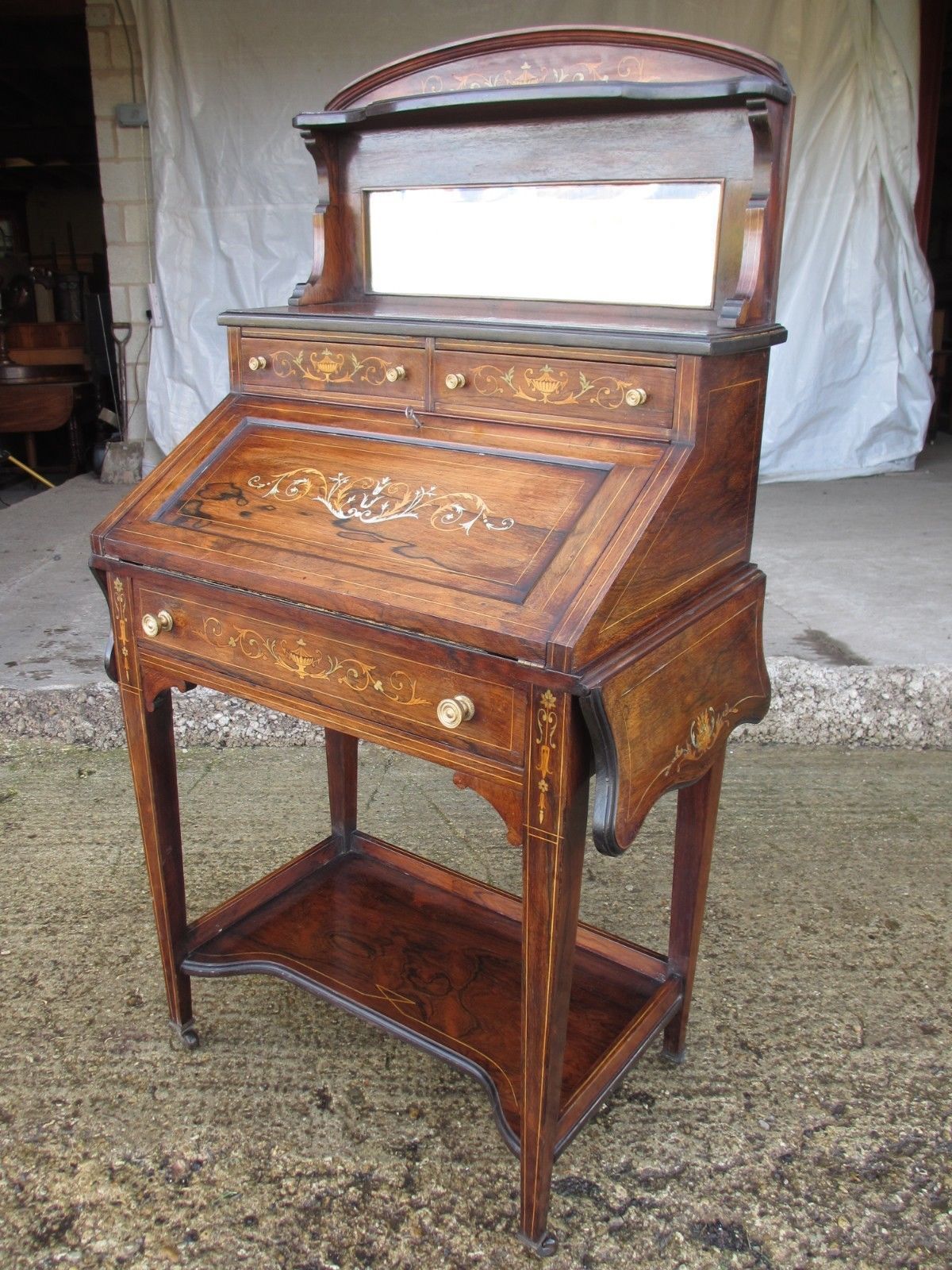 Victorian Rosewood And Inlaid Ladies Writing Bureau photo furniture
