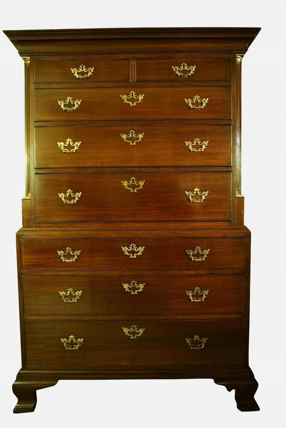 Mid 18th C George II Period Mahogany Tallboy