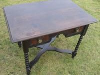 19th Century Oak 2 Drawer Bobbin Leg Side/Hall Table photo for sale