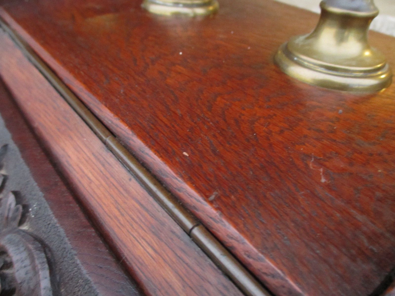 Victorian Carved Oak Perdonium Coal Box With Brass Handle And Shovel photo 207.0