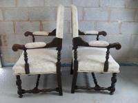 Pair Of Oak Framed Throne Chairs With Turned Legs photo furniture