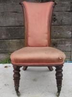 Unusual Victorian Rosewood Upholstered Scroll Back Nursing Chair photo furniture