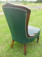 photo furniture Victorian Carved Walnut Showood Fireside Chair With Rexine Upholstery