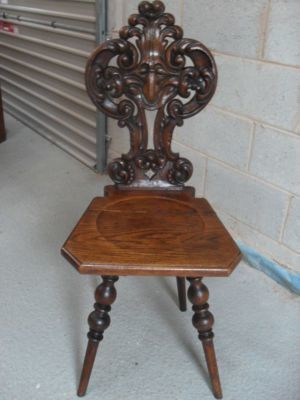 Victorian Oak Carved Fret Back Occasional Chair