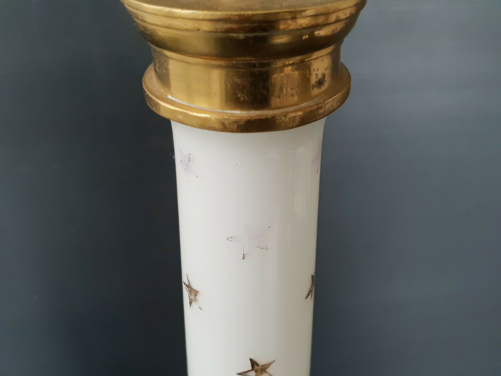 Vintage Table Lamp 1950 French Glass & Gold Brass 50s 50s Rockabilly photo Lighting